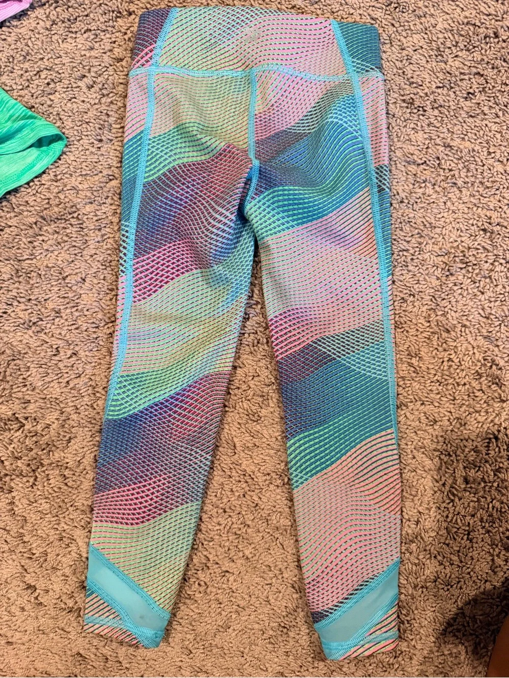 Target Pink Racerback Tank, Green Twist-Front Tank & Multicolor Wave Leggings